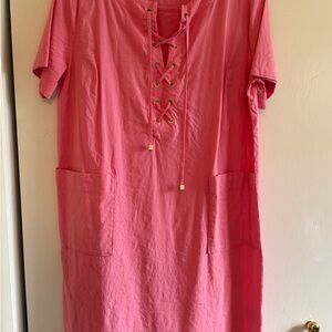 Lands' End Pink Lace-Up Dress